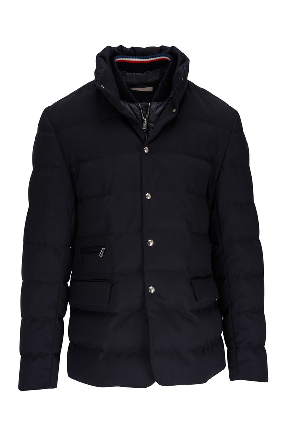 Moncler - Bess Navy Blue Gabardine Down Jacket