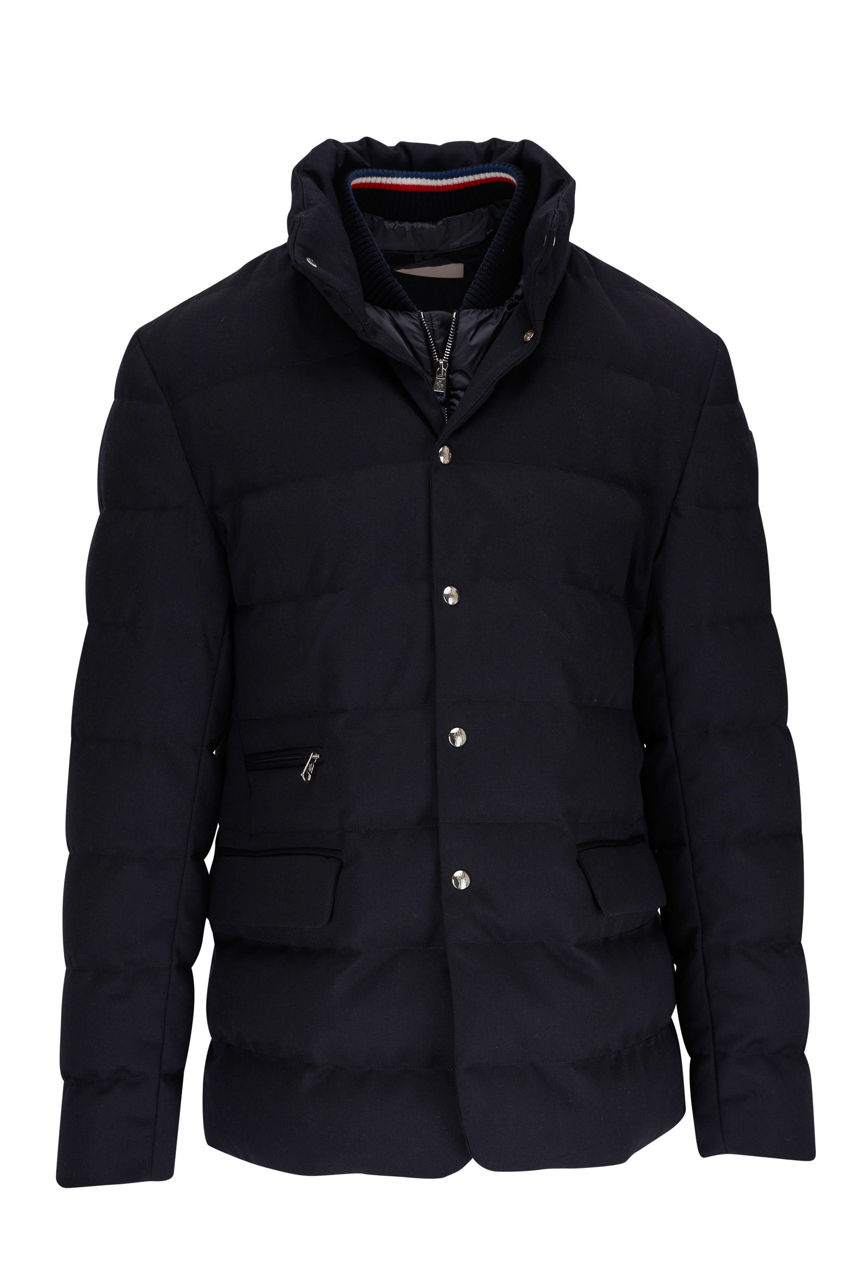 Moncler - Bess Navy Blue Gabardine Down Jacket | Mitchell Stores