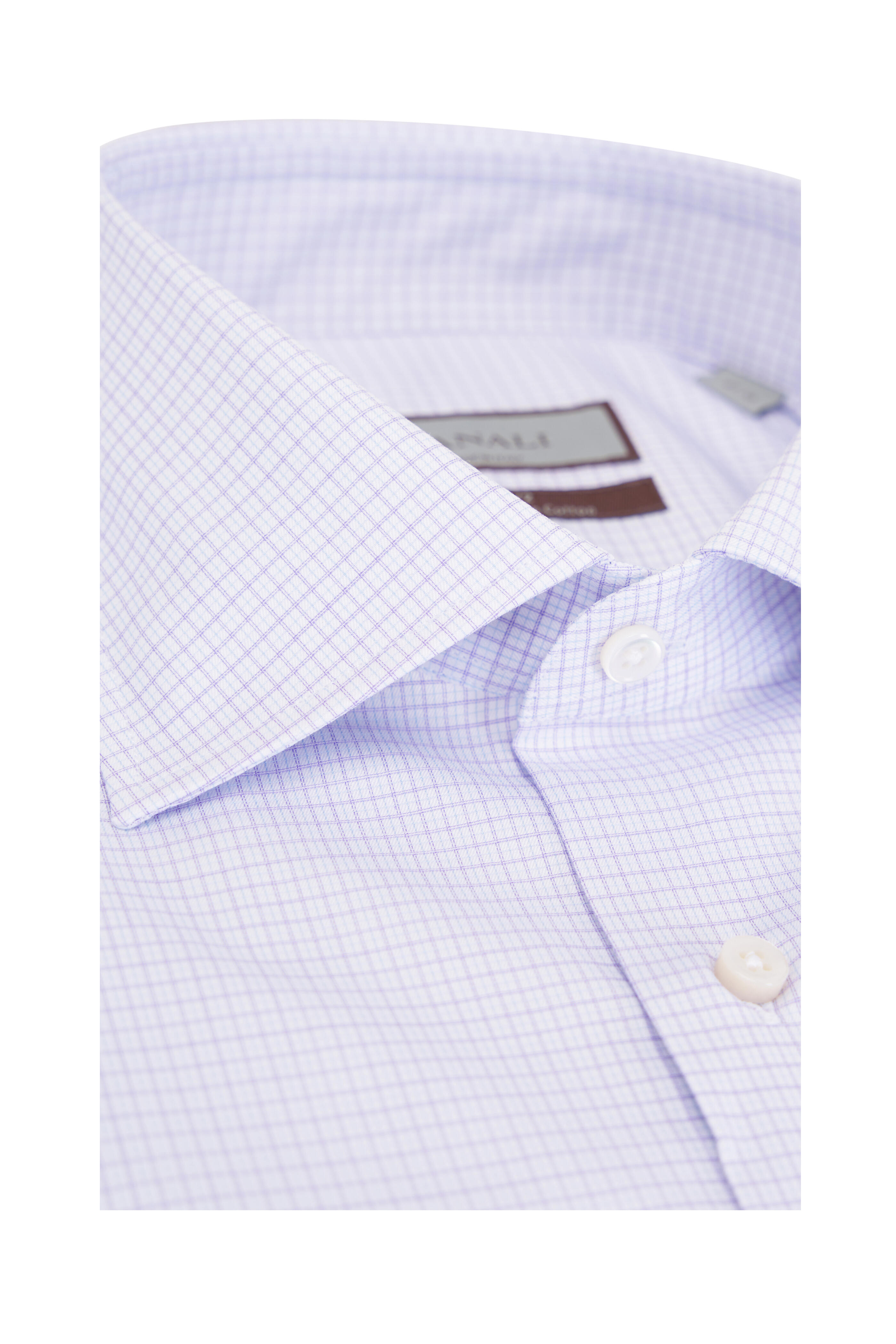 Canali - Purple Check Cotton Dress Shirt