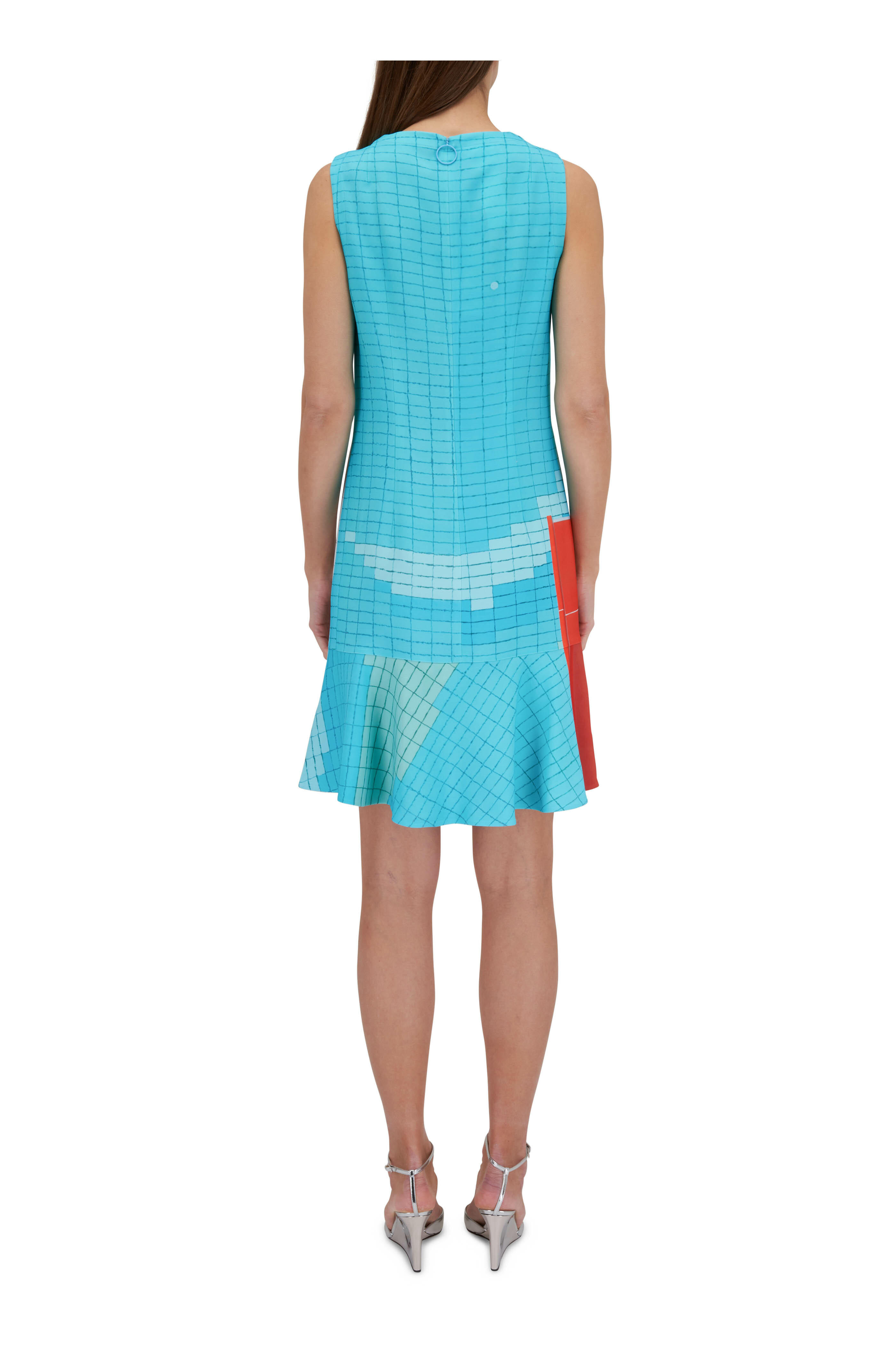 Akris Punto - Turquoise Pool Print Sleeveless Crepe Dress