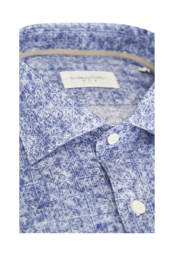 Tintoria Denim Blue Geometric Sport Shirt - view 2