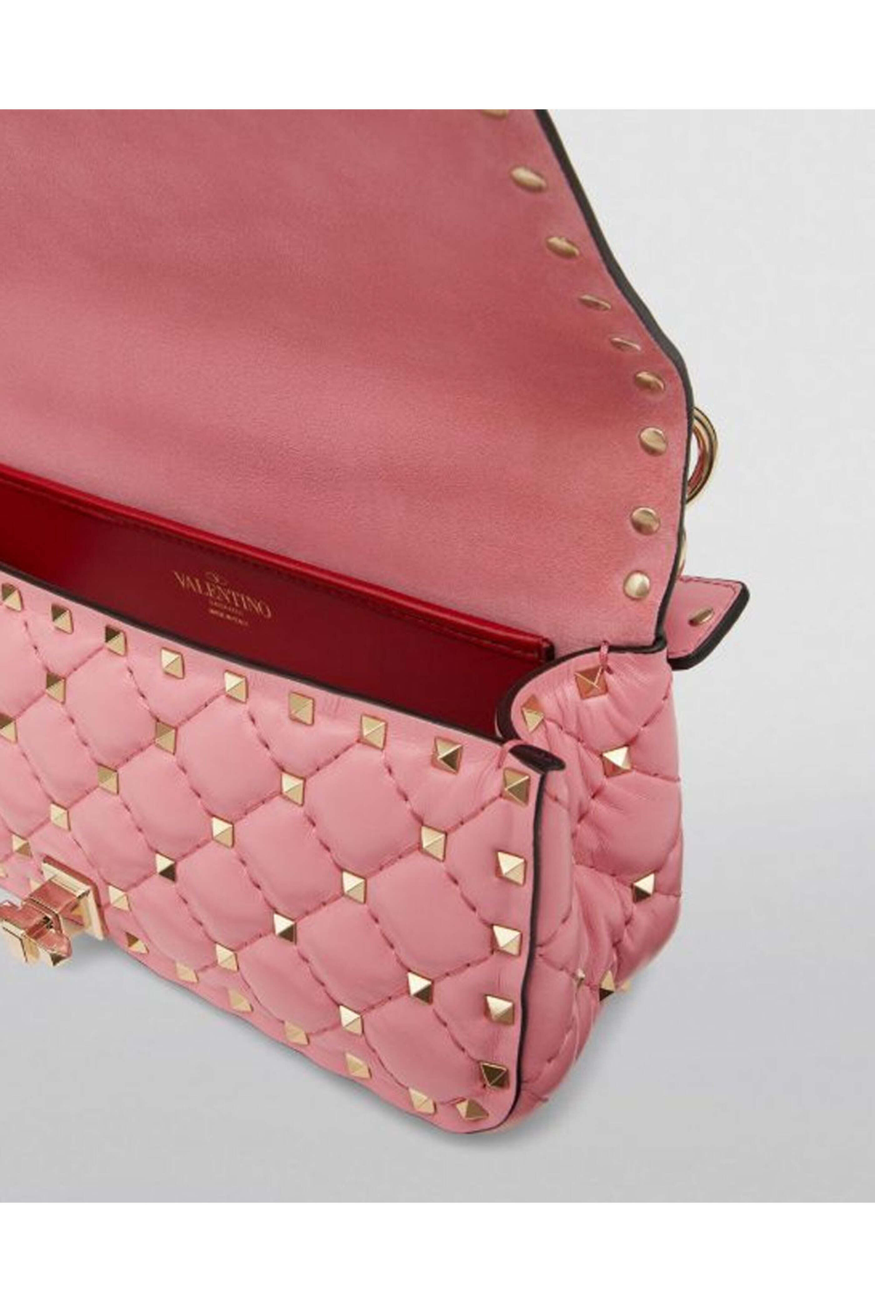 Valentino Garavani - Rockstud Spike Calfskin Shoulder Bag in Candy Rose