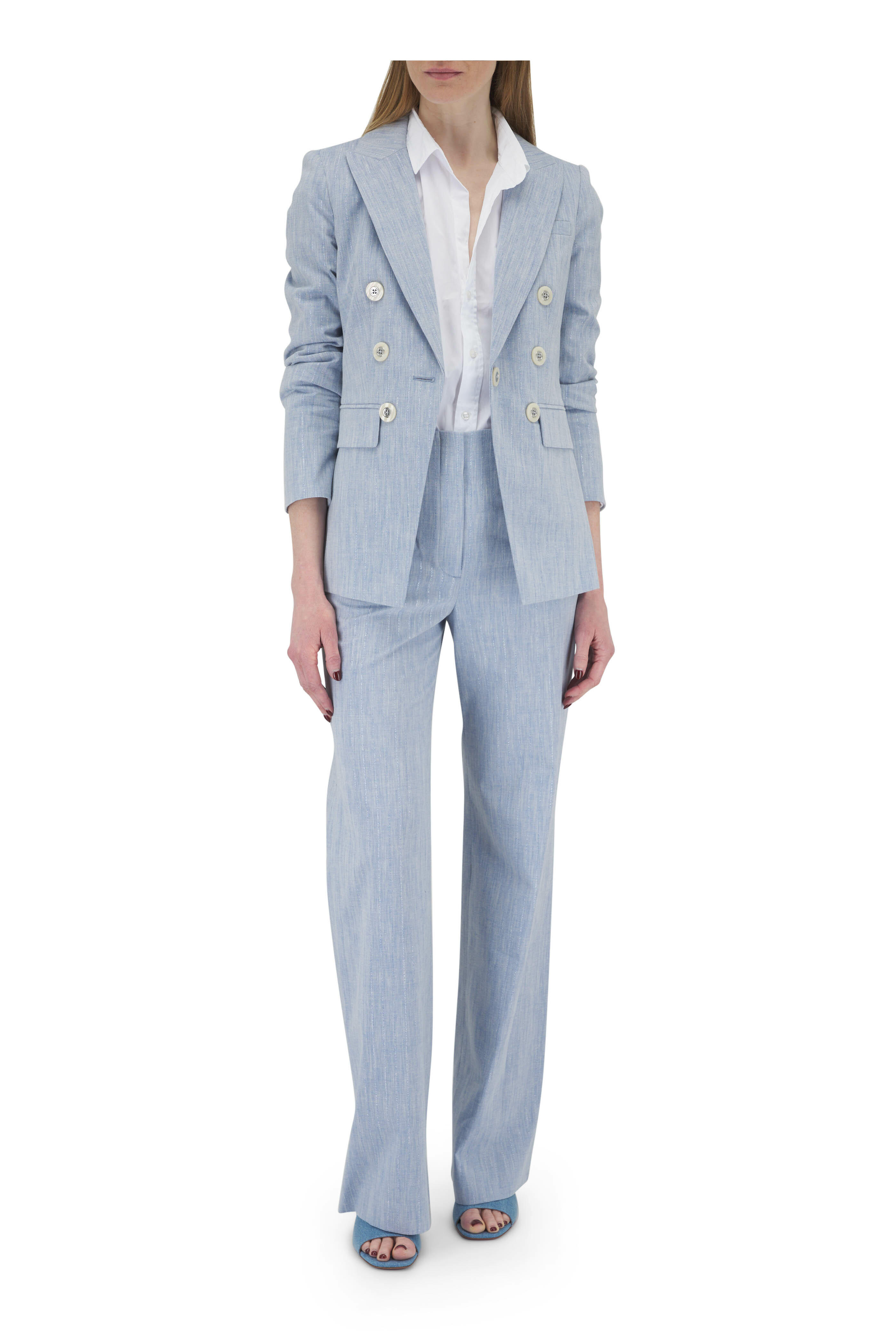 Veronica Beard - Gaya Blue Oasis Metallic Pinstripe Dickey Jacket