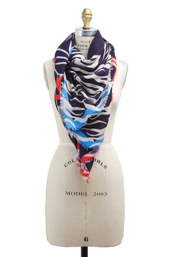 Kenzo - Multicolored Tiger Head Logo Scarf