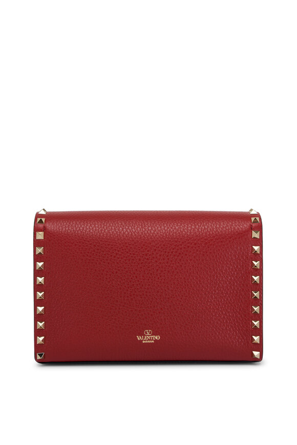 Valentino Garavani - Small Rosso Rockstud Leather Shoulder Bag 