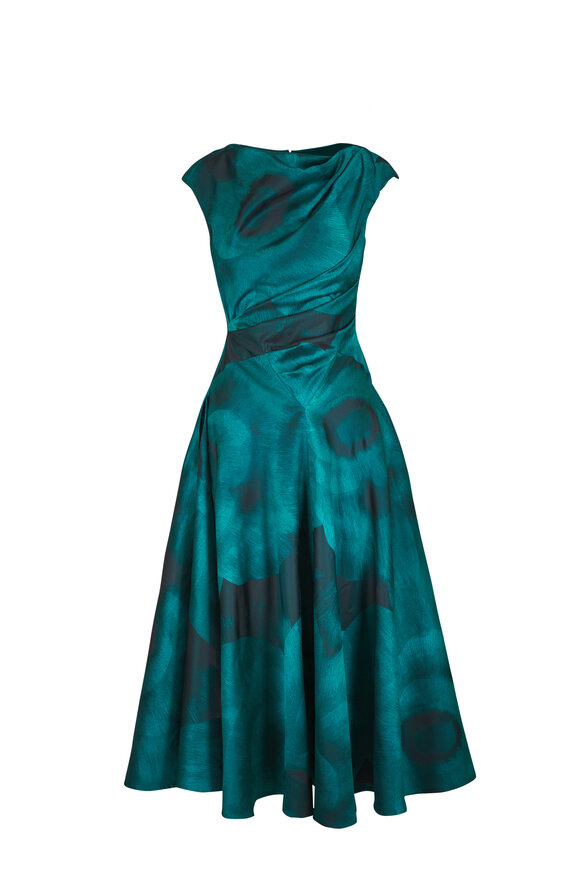 Talbot Runhof Jade Jacquard Midi Draped Dress