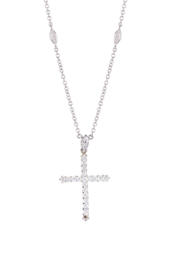 Renee Lewis Antique Diamond Cross Necklace - view 2