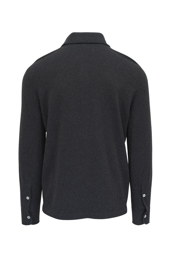 Brunello Cucinelli - Dark Gray Cashmere Long Sleeve Polo