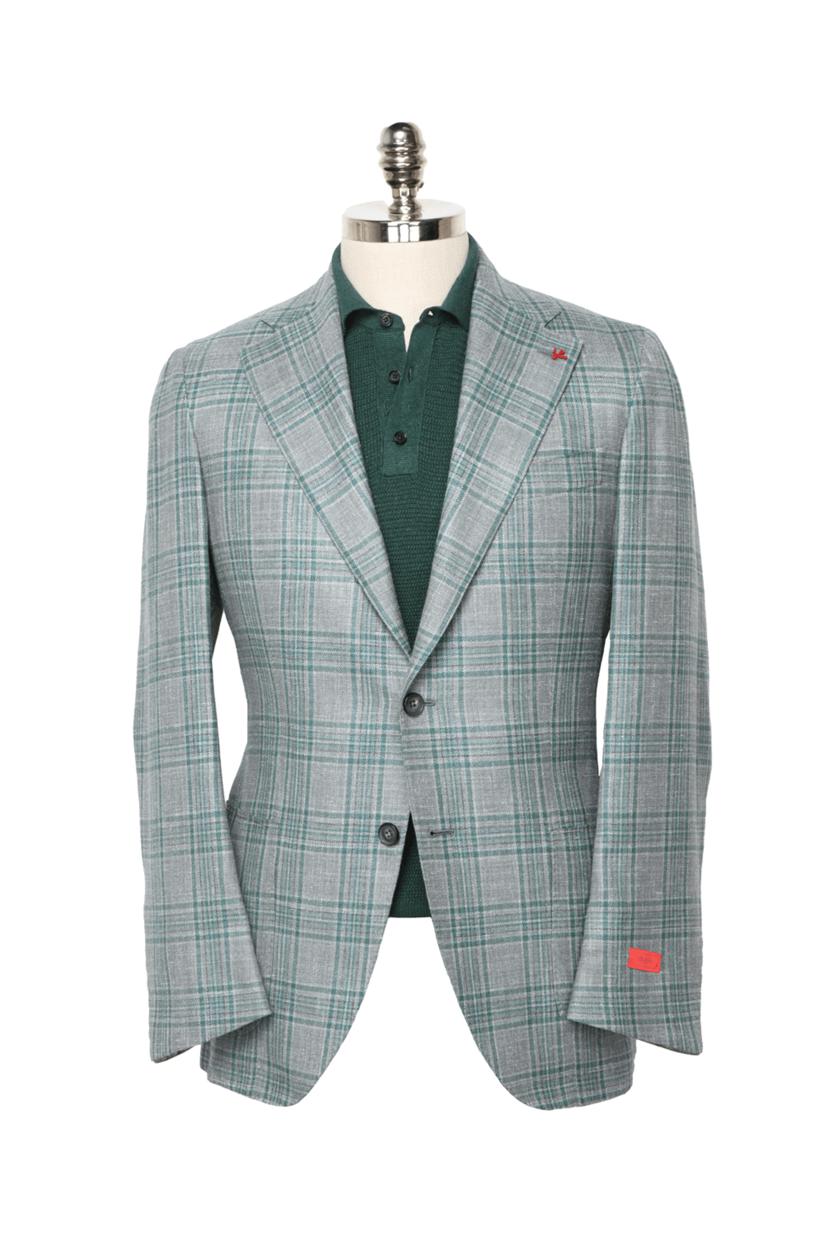Isaia - Mid Gray & Forest Green Plaid Sportcoat
