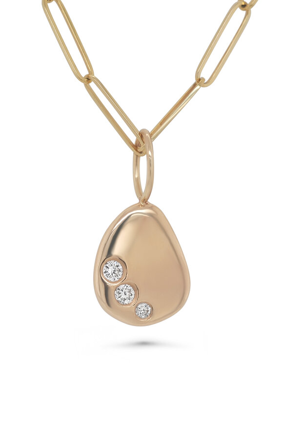 Kali Zoe 14k Yellow Gold Diamond Pebble Charm Necklace - view 1