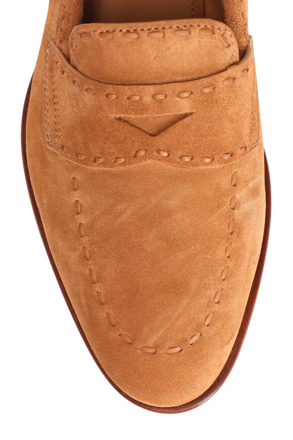 Santoni Marlene Light Brown Suede Penny Loafer - view 4