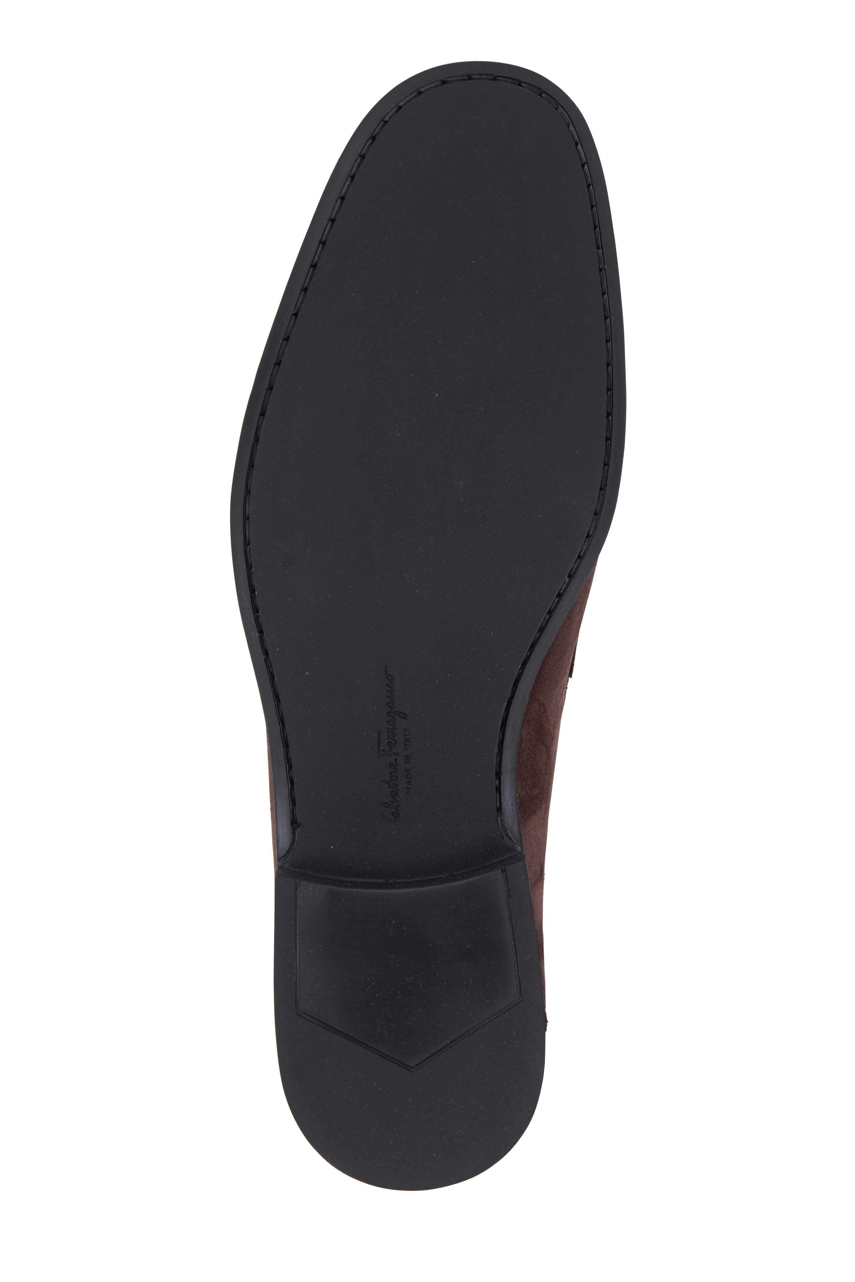 【関税&送料込】Salvatore Ferragamo Dark Brown Suede Barbado Salvatore Ferragamo Men Gerolamo Suede Leather Loafers
