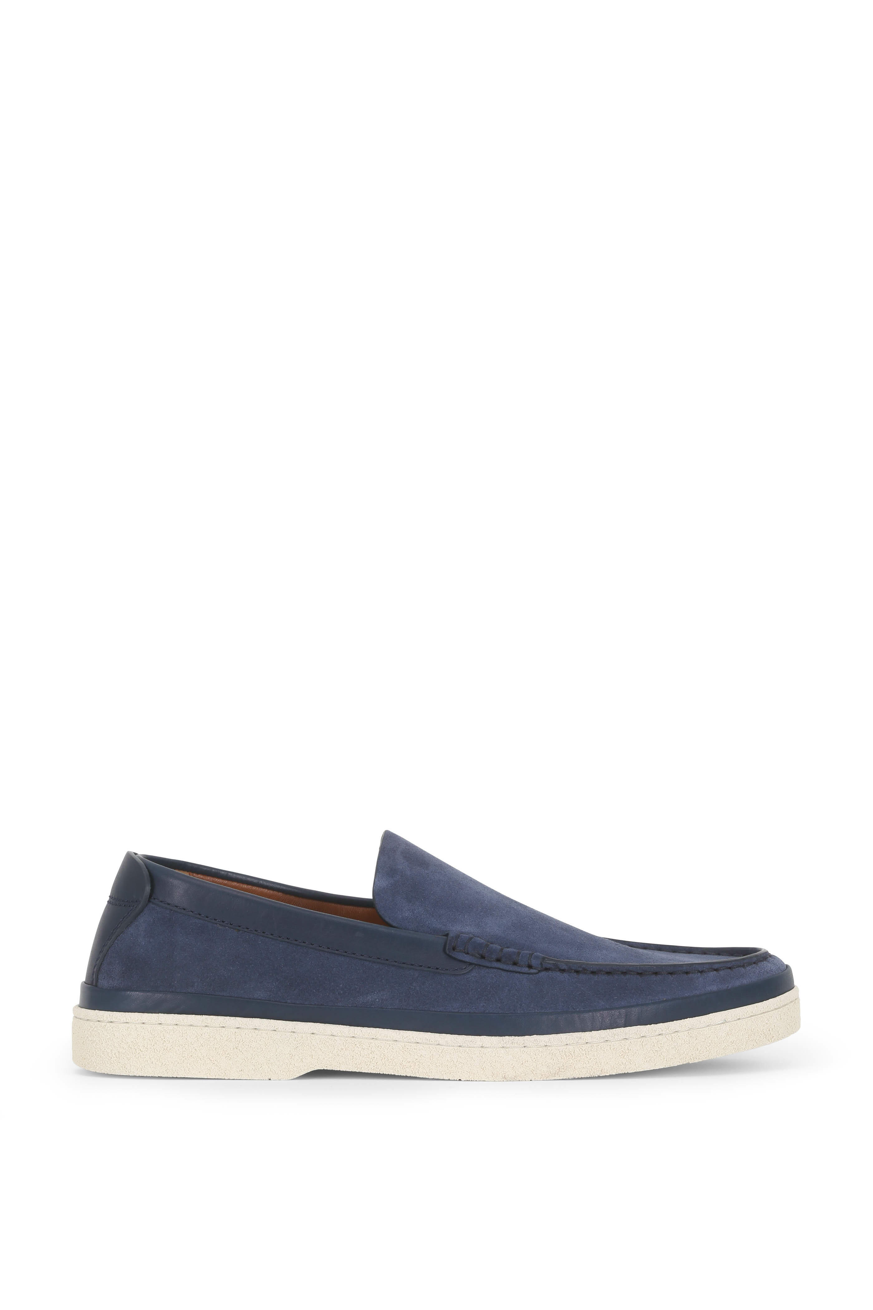 toshi ERMENEGILDO ZEGNA ローファー 7 Zegna - Medium Blue Suede Loafer | Mitchell Stores