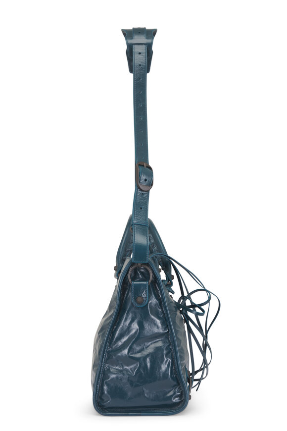 Balenciaga Medium Le City Lagoon Leather Shoulder Bag - view 4