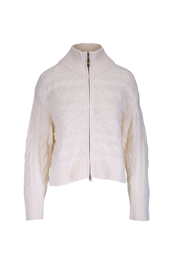 Kinross Luxe Ivory Horizontal Cable Knit Cardigan - view 1