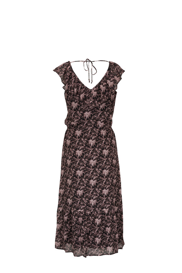 Paige - Beverley Black & Silver Rose Printed Silk Dress