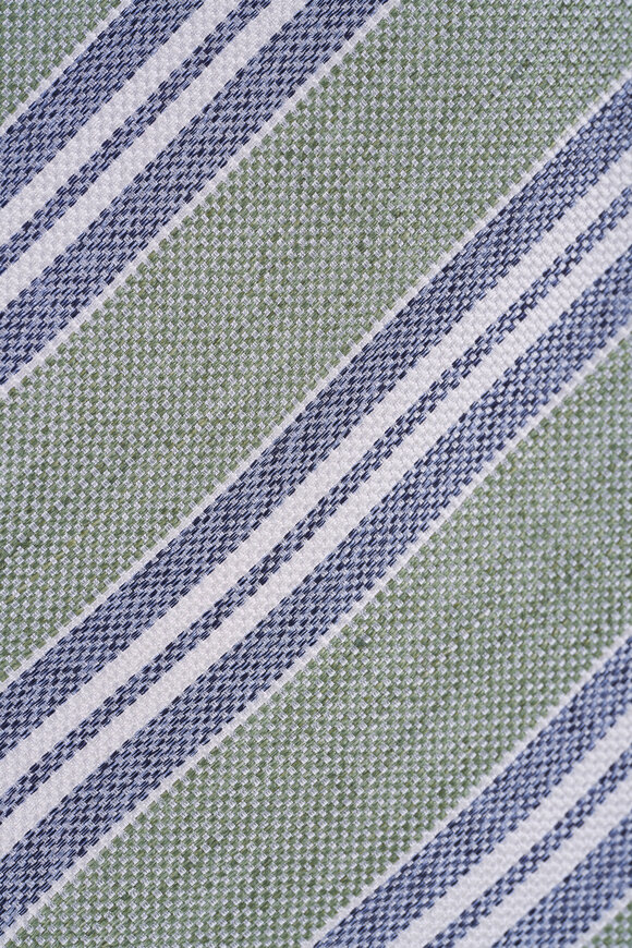 Paolo Albizzati Sage Stripe Silk & Linen Necktie - view 2