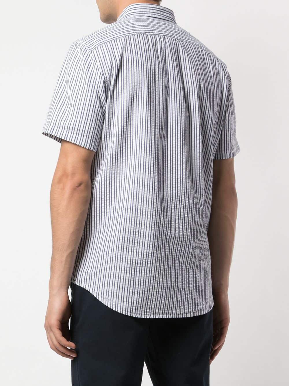 Michael Bastian - Blue Striped Seersucker Short Sleeve Sport Shirt