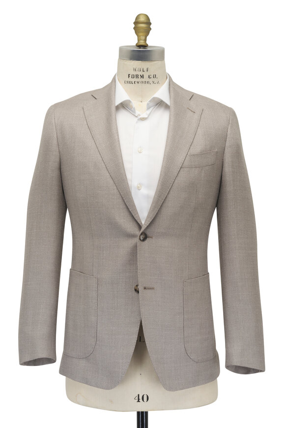 Atelier Munro - Khaki Tonal Plaid Wool, Silk & Linen Sportcoat