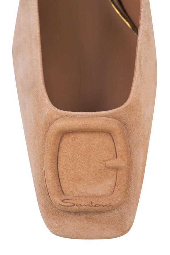 Santoni Hasmig Light Brown Suede Pump, 50mm - view 4