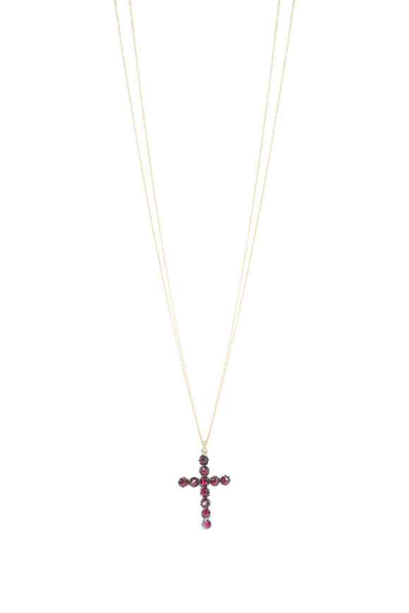Renee Lewis Almandine Garnet Cross Two Chain Necklace - view 1