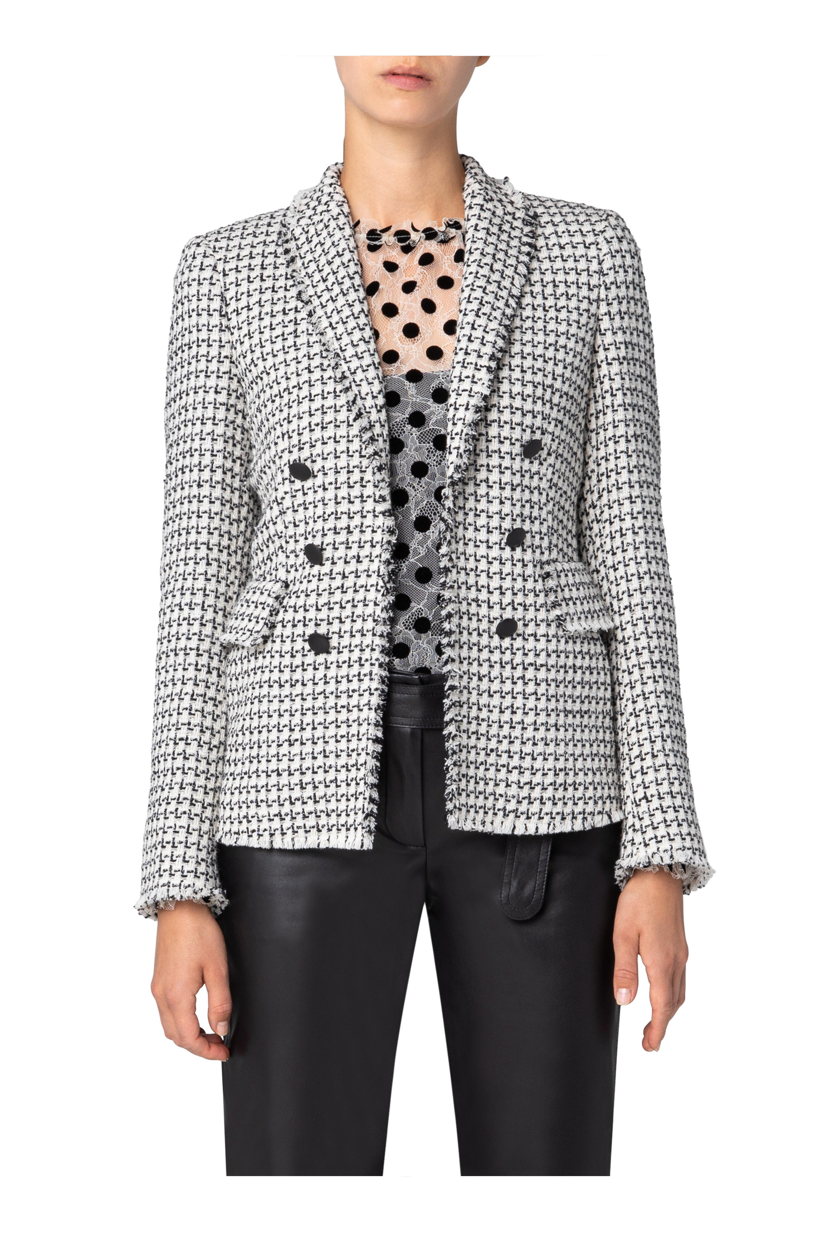 アクリス　AKRIS punto ツイード　ジャケット Akris Punto - Black & White Light Weight Tweed Jacket