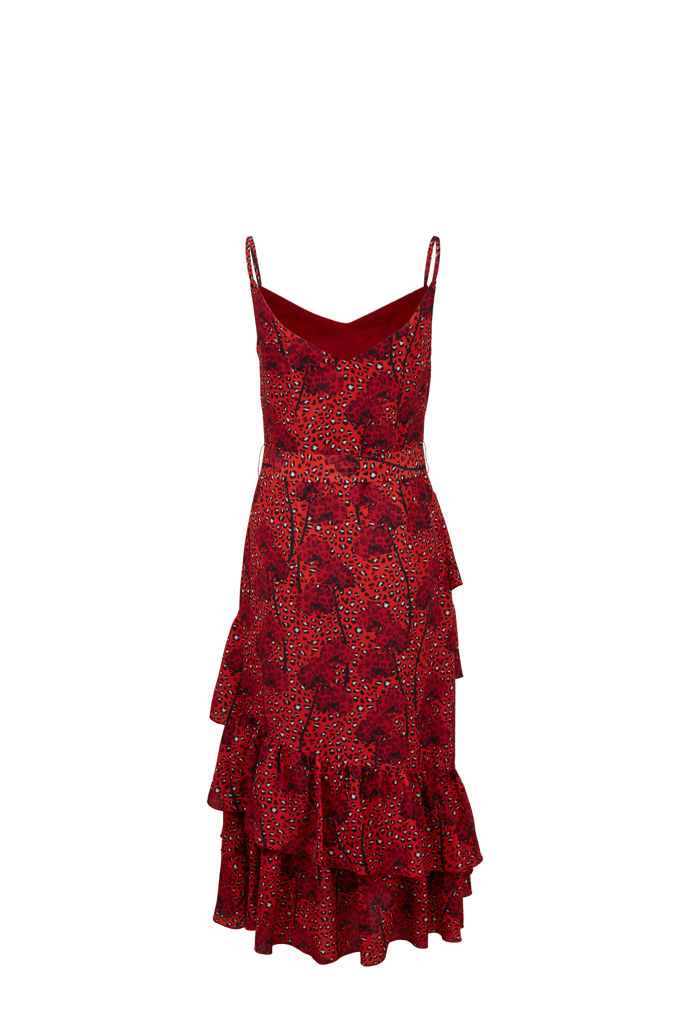 Borgo De Nor - Coco Red Leopard & Orchid Printed Crêpe Dress