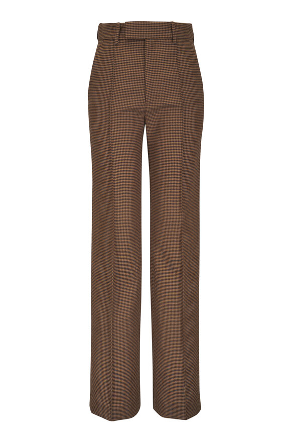 Nili Lotan Etoile Brown Pleated Wool Pant - view 1