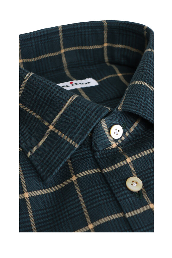 Kiton Emerald Green Glen Plaid Sport Shirt - view 2