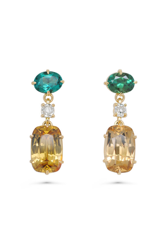 Kali Zoe 18k Yellow Gold Gemstone Drop Earring - view 1