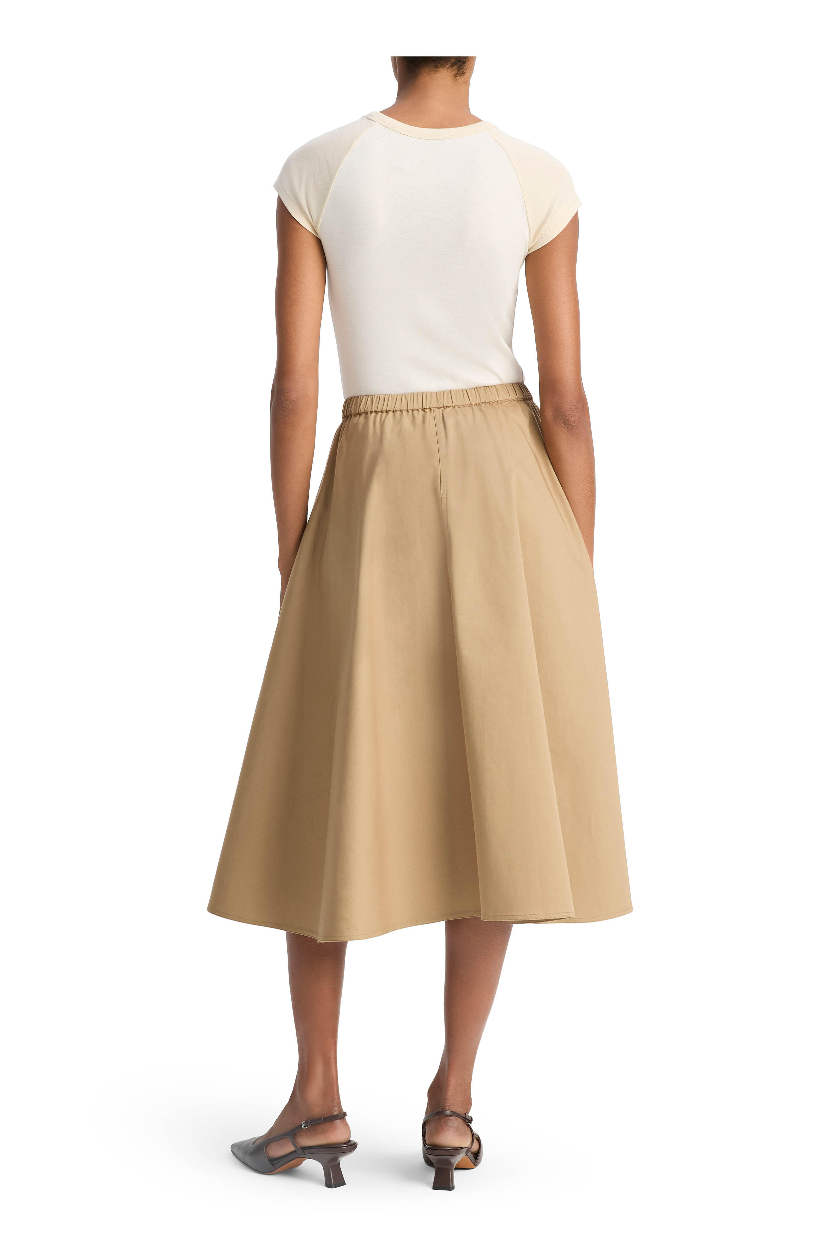 Vince - Dark Barley Stretch Cotton Full Skirt