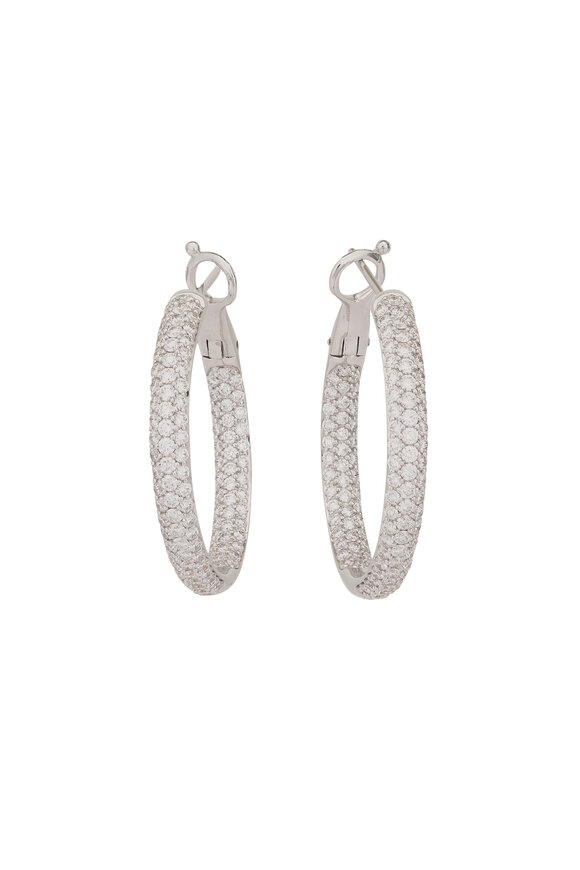 Kwiat 18k White Gold Moonlight Pave Diamond Hoops - view 1