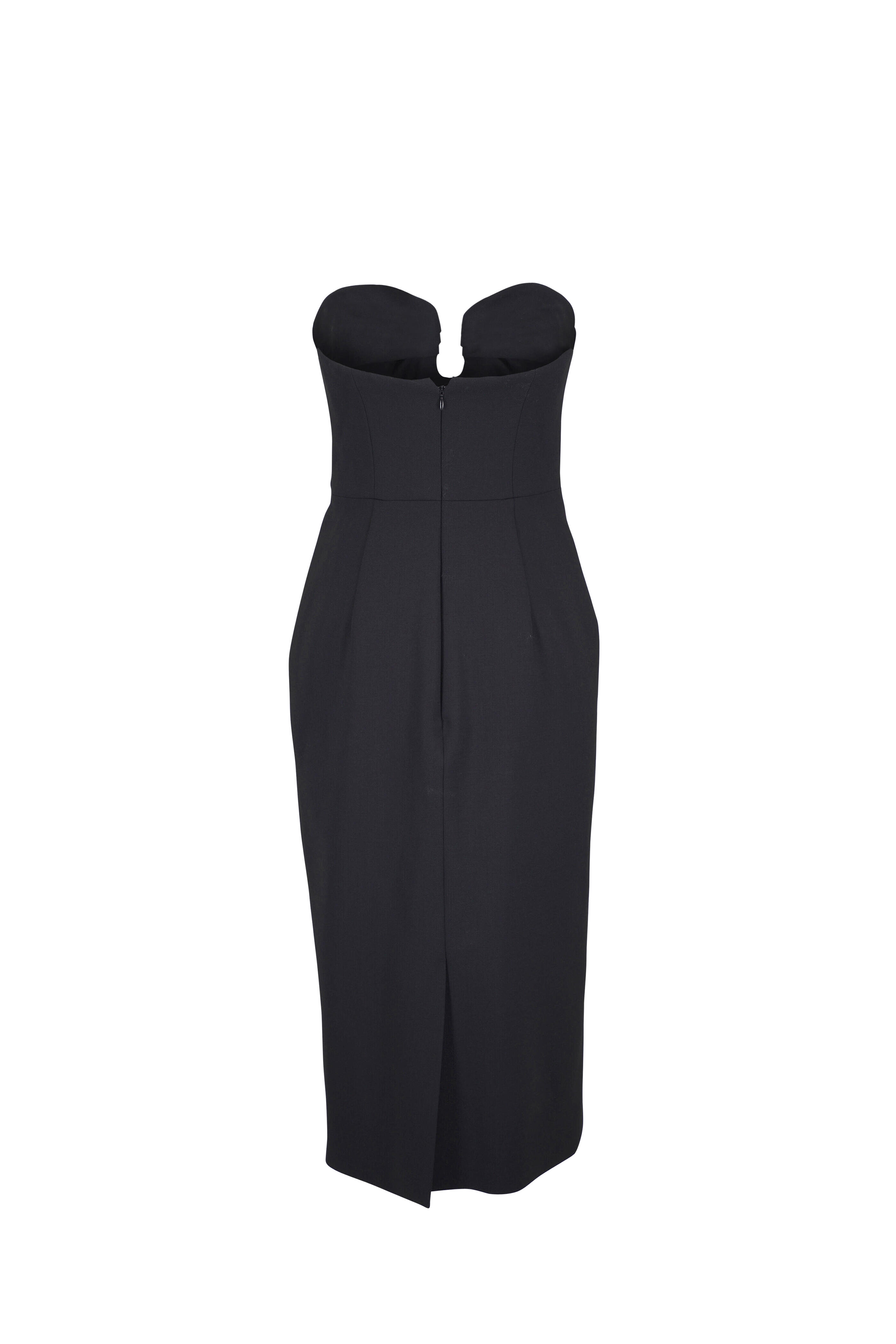 Carolina Herrera - Sweetheart Black Wool Midi Dress