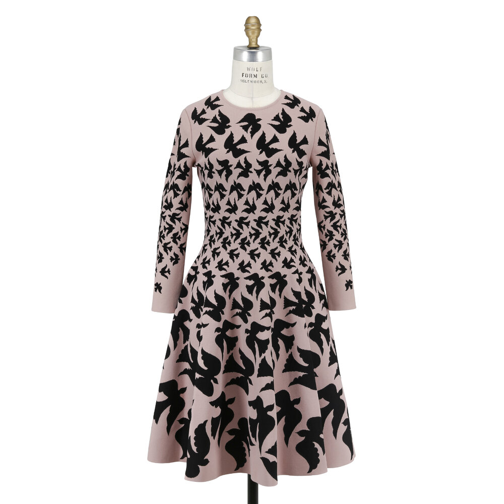 Alexander McQUEEN フレアスカート　モノトーン　鳥柄 sku-overnight-1143389-