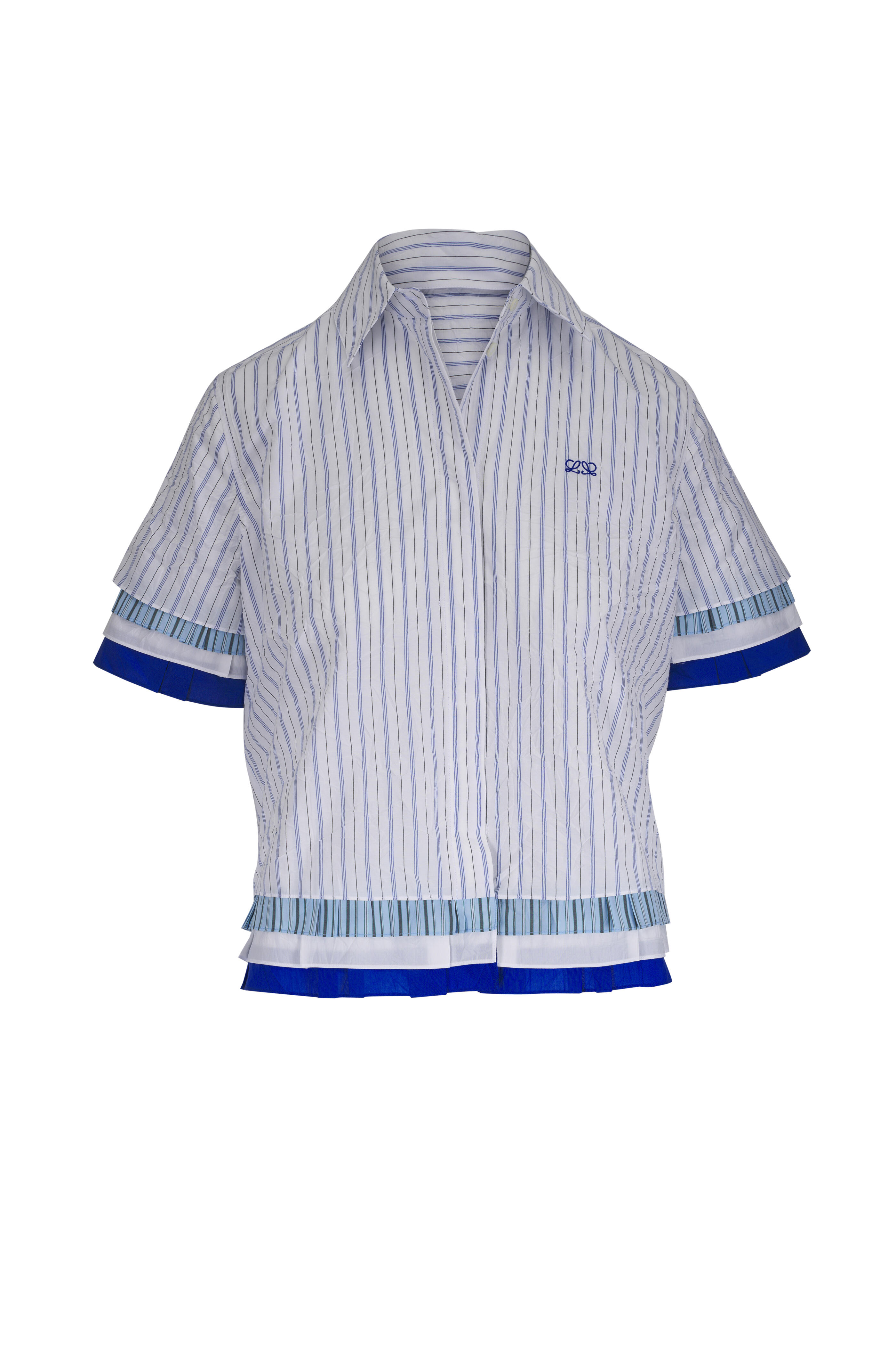 Loewe - White & Blue Stripe Multi Layer Blouse