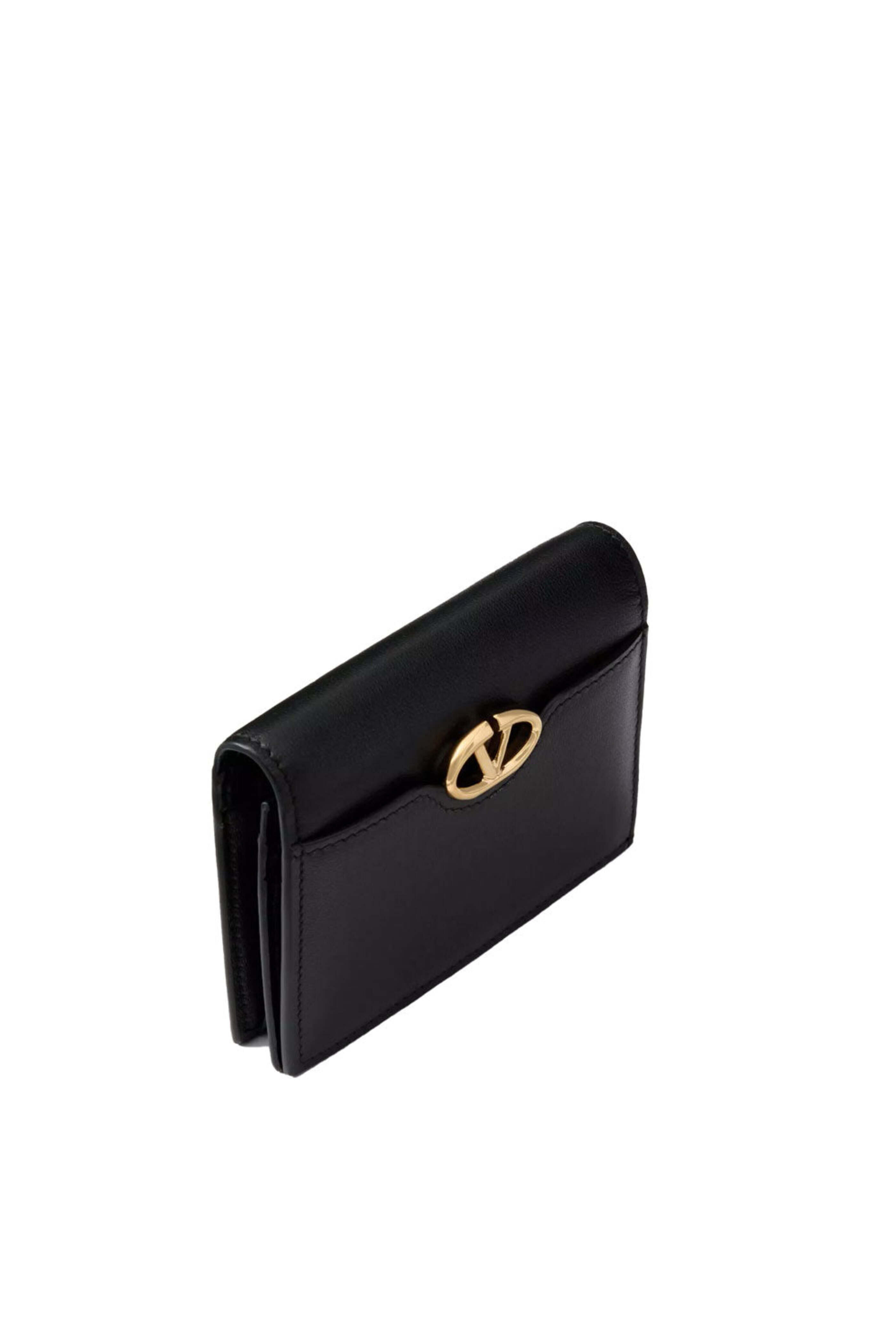 折りたたみ財布 Valentino Garavani Black Leather Vlogo Wallet Vlogo Signature Wallet For Us Dollars for Man in Black