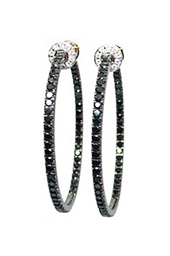 Nam Cho 18k White Gold Basic Signature Pave Hoop