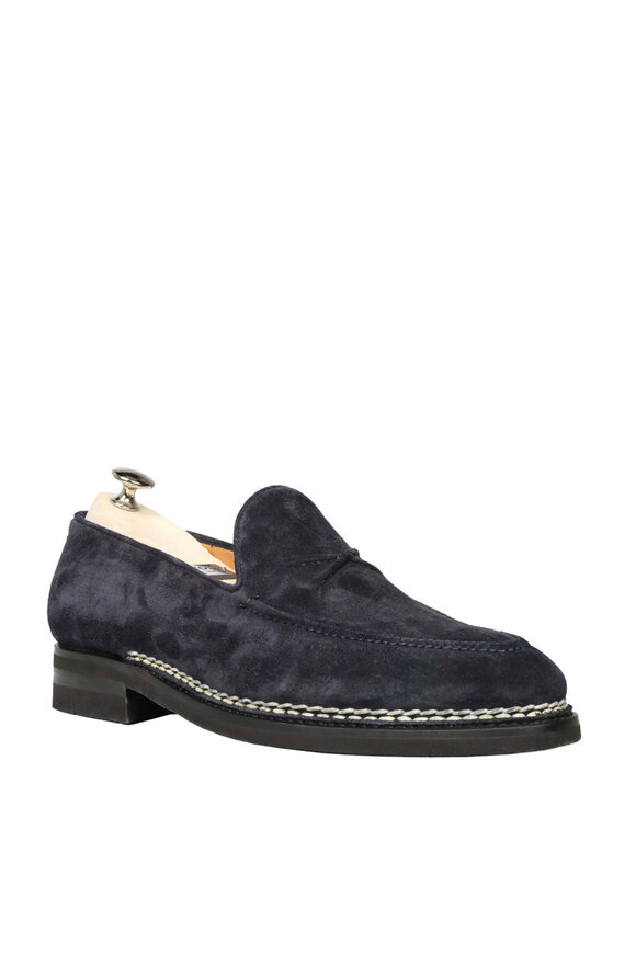 Brunello Cucinelli - Suede Woven Loafer in Ocean Blue