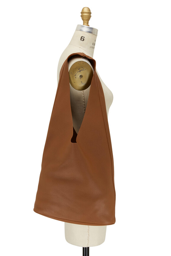 The Row - Bindle Three Caramel Grained Leather Hobo