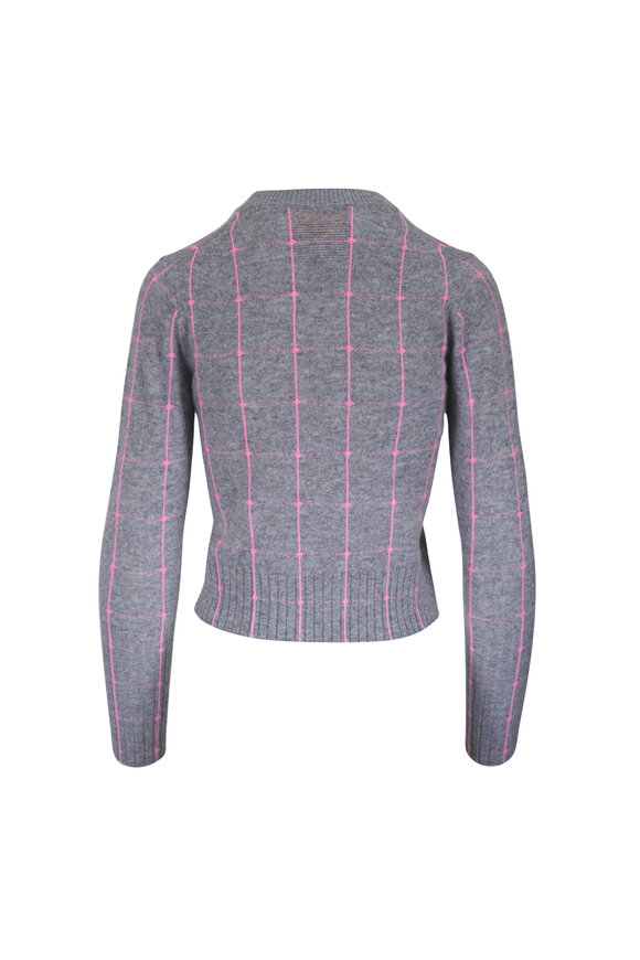 Guest in Residence Gray & Pink Checker Shrunken Cashmere Sweater - view 2
