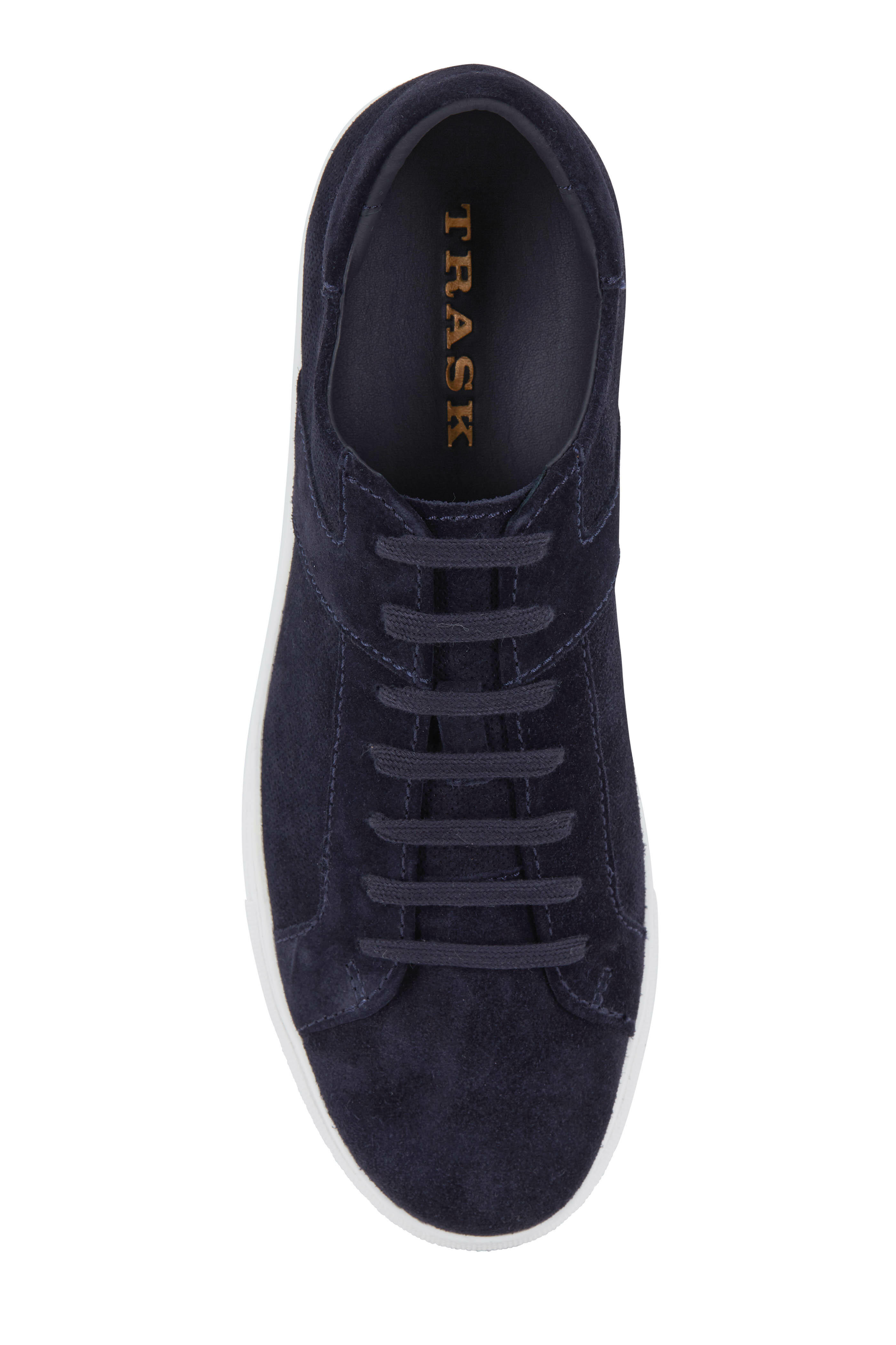 Trask Aaron Navy Blue English Suede Sneaker Mitchell Stores