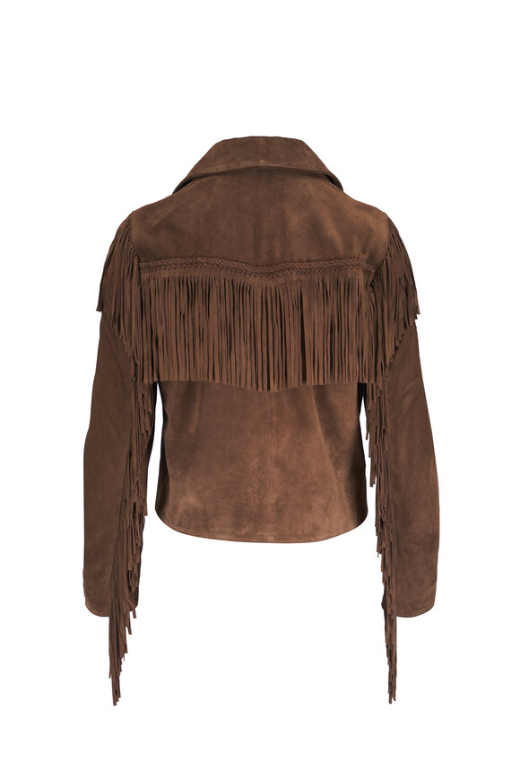 Nili Lotan Eloi Hazelnut Suede Fringe Jacket - view 4