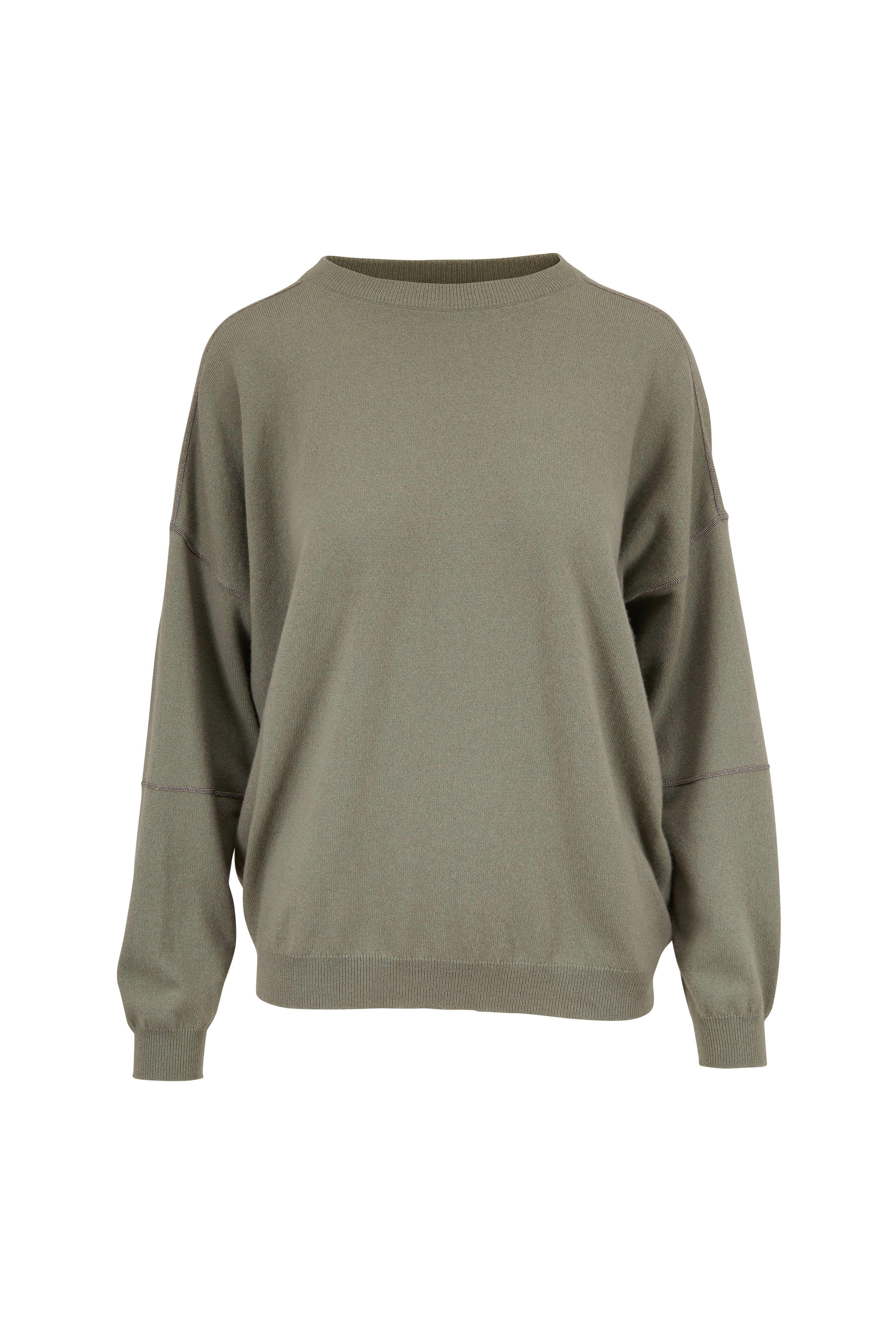 Brunello Cucinelli - Military 2-Ply Cashmere Monili Trim Sweater
