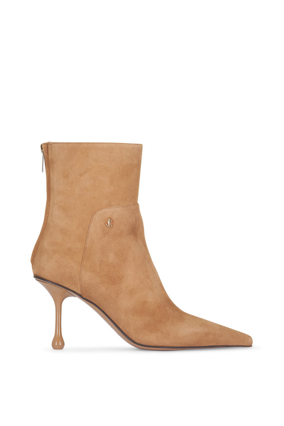 Jimmy Choo Cycas Toffee Suede Pointed Bootie, 80mm - view 2
