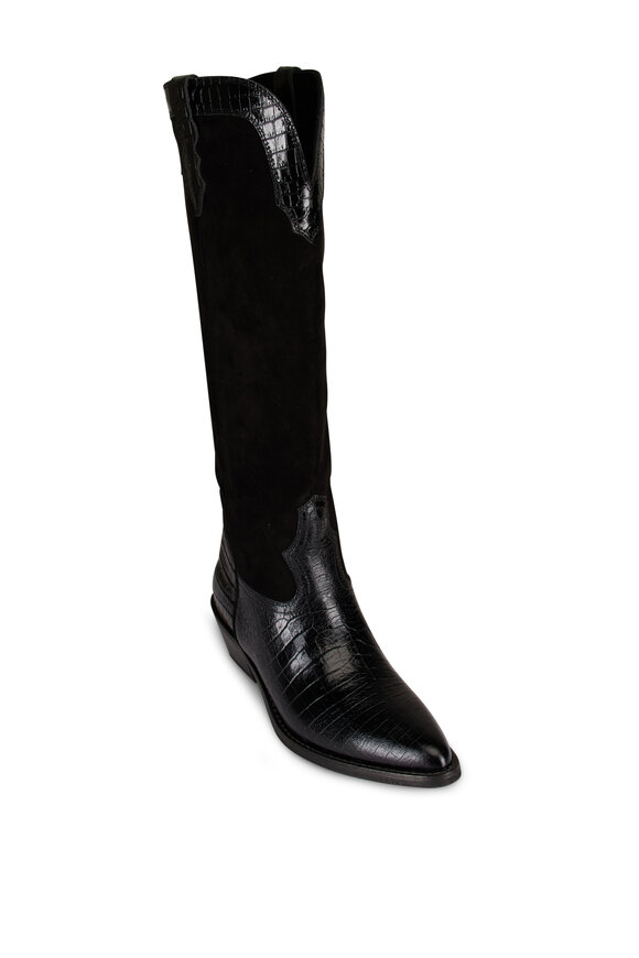 Partlow Mira Stamped Leather & Suede Tall Cowboy Boot - view 1