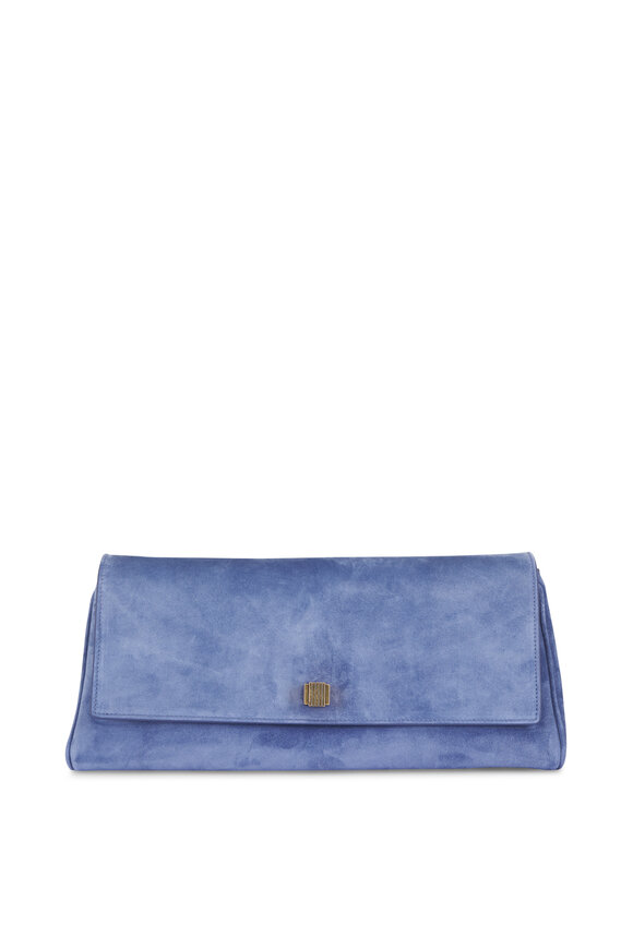 Khaite Audrey Cloud Blue Suede Clutch - view 1
