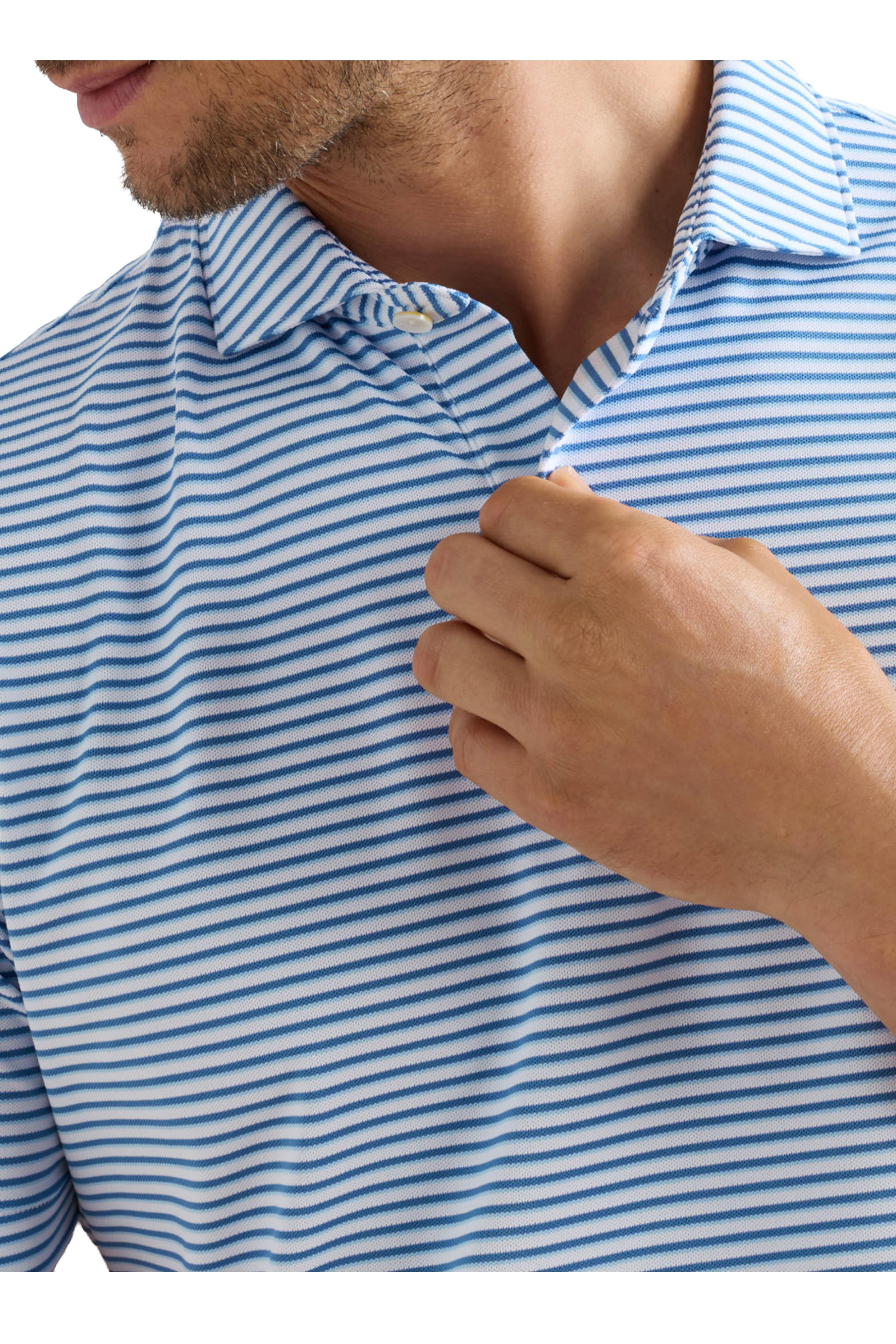 Peter Millar - Tempo Blue & White Performance Mesh Polo