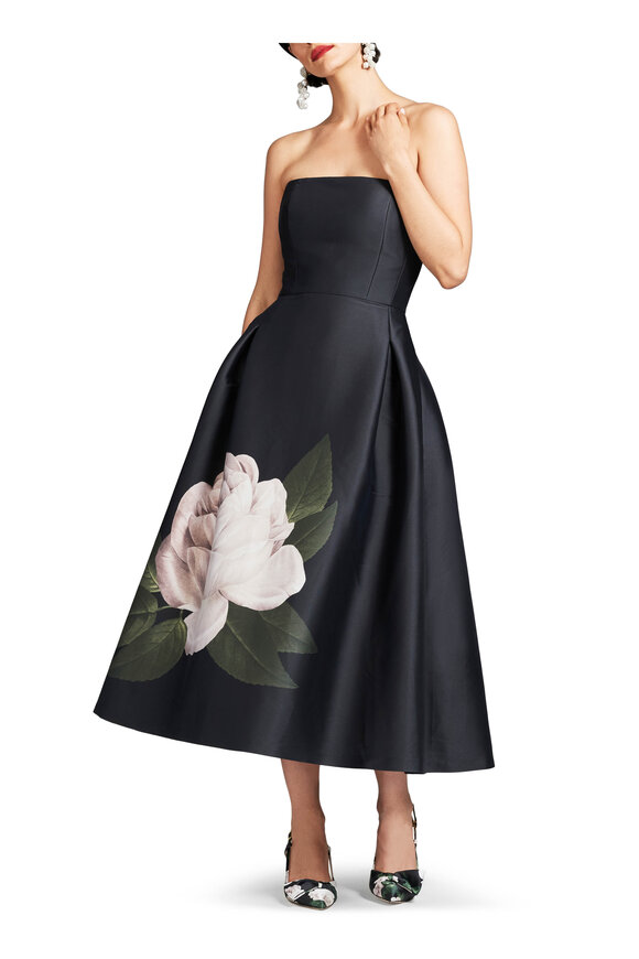 Sachin + Babi - Shay Black Blooming Rose Print Strapless Dress