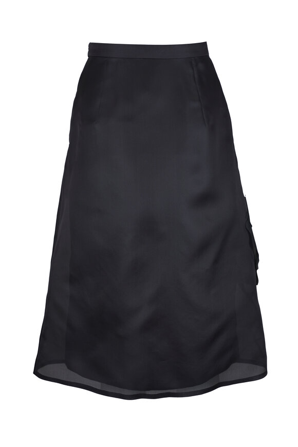 Akris Anemone Corsage Black Aline Silk Organza Skirt - view 4