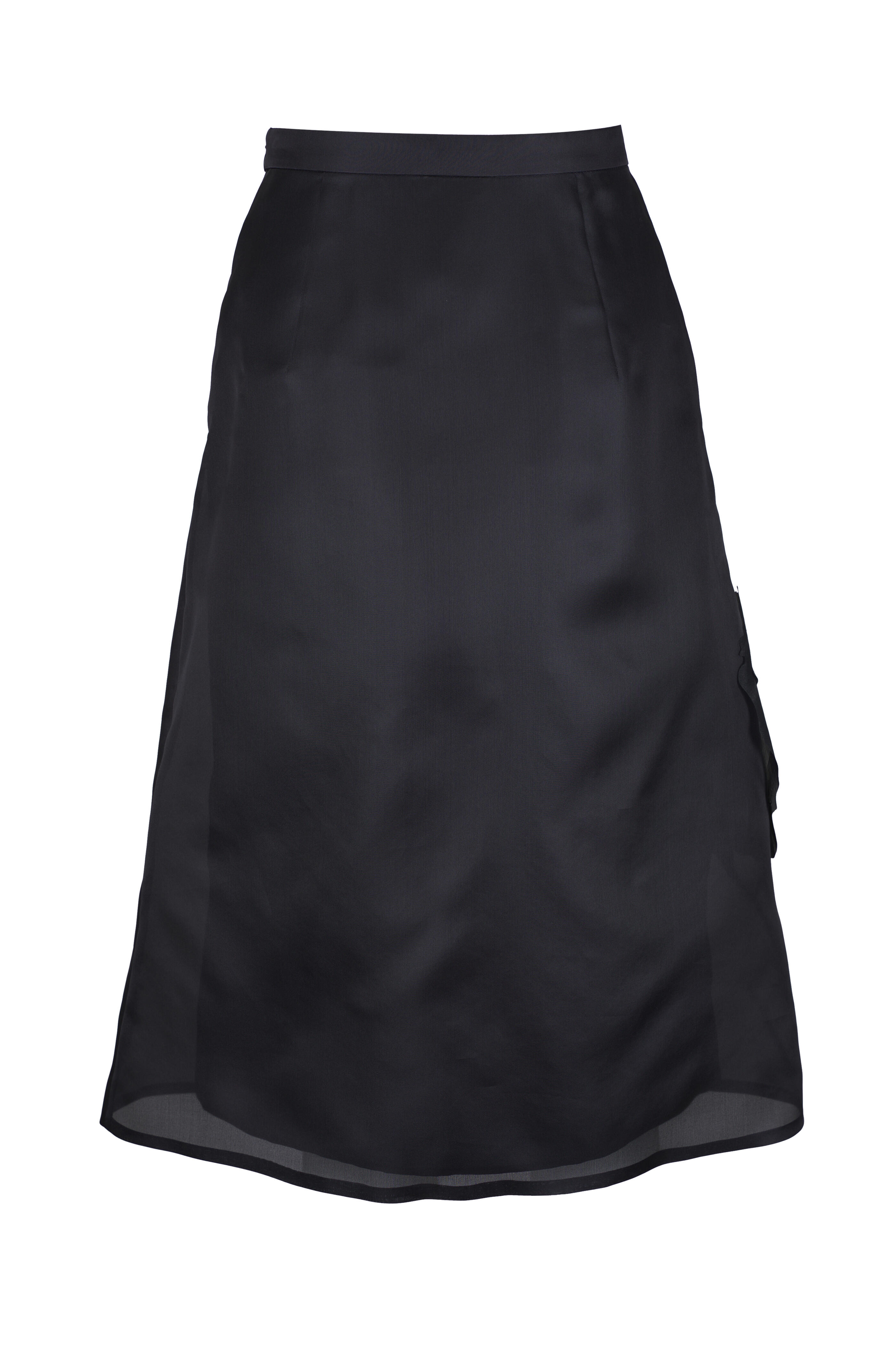 Akris - Anemone Corsage Black Aline Silk Organza Skirt